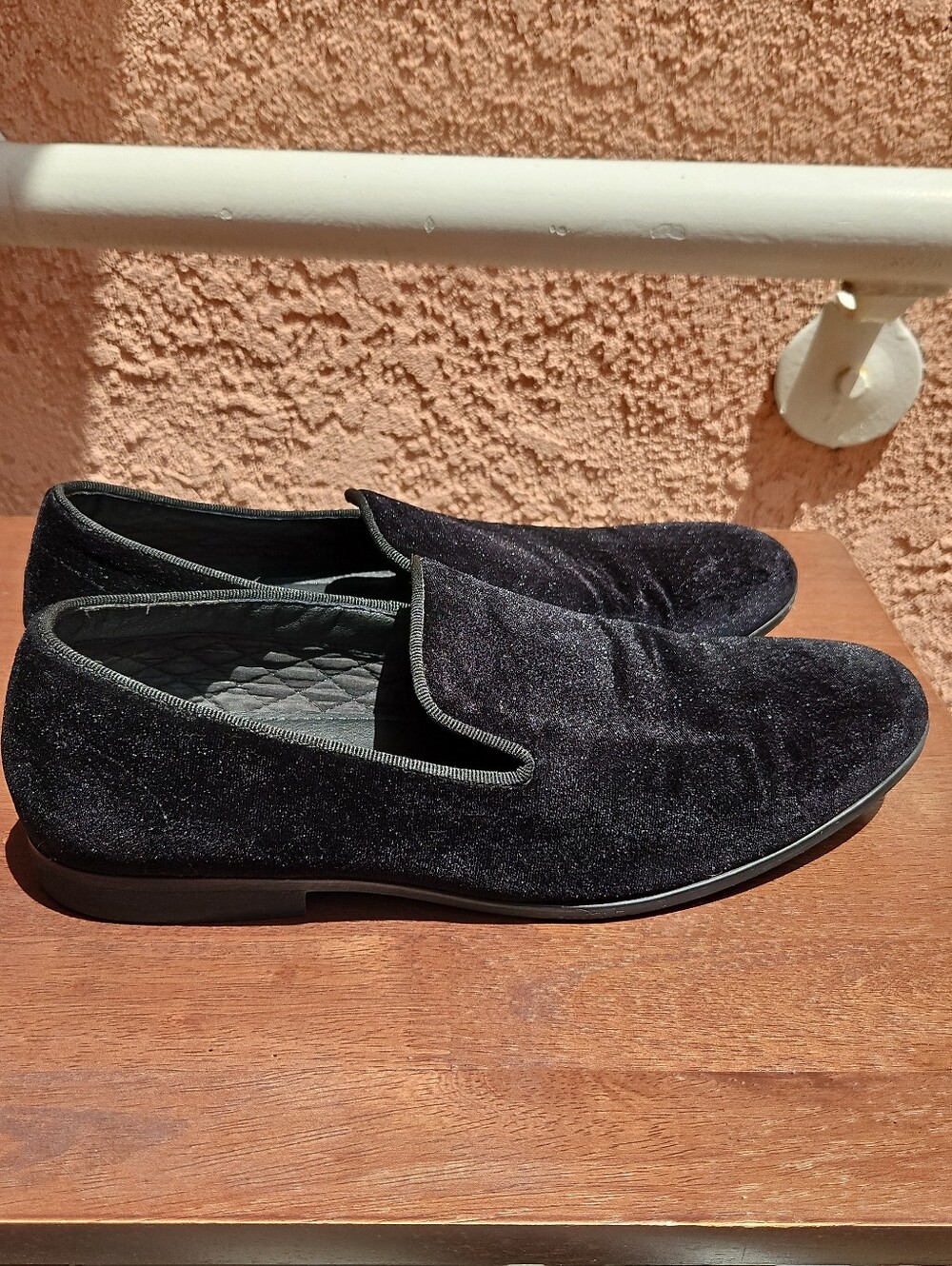 Public Opinion Mr Ken Black Velvet Slip-On Loafers Formal Shoes Size 10